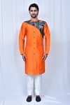 Shop_Arihant Rai Sinha_Orange Art Silk Printed Moroccan Panelled Kurta Pant Set_Online_at_Aza_Fashions
