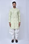 Buy_Adara Khan_Green Cotton Embroidered Geometric Kurta Cowl Pant Set_Online_at_Aza_Fashions