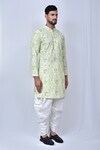 Shop_Adara Khan_Green Cotton Embroidered Geometric Kurta Cowl Pant Set_Online_at_Aza_Fashions