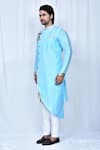 Nazaakat by Samara Singh_Blue Art Silk Floral Print Panelled Kurta Pant Set_at_Aza_Fashions
