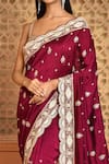 Buy Kalighata Wine Silk Cut Work, Sequins Sweetheart Jhalak Embroidered Saree With Blouse Buy_Kalighata_Wine Silk Cut Work, Sequins Sweetheart Jhalak Embroidered Saree With Blouse