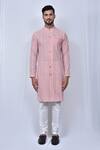 Shop_Adara Khan_Peach Thread Embroidered Kurta Set_Online_at_Aza_Fashions
