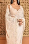 Buy_Kalighata_Pink Organza Embroidered Floral Leaf Neck Saree With Blouse  