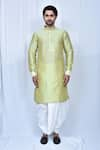 Arihant Rai Sinha_Green Art Silk Plain Straight Kurta Dhoti Pant Set _at_Aza_Fashions