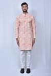Buy_Adara Khan_Orange Cotton Embroidered Geometric Kurta And Churidar_Online_at_Aza_Fashions