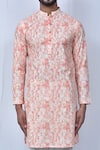 Adara Khan_Orange Cotton Embroidered Geometric Kurta And Churidar_at_Aza_Fashions