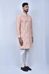 Shop_Adara Khan_Orange Cotton Embroidered Geometric Kurta And Churidar_Online_at_Aza_Fashions