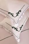 Shop_La Paloma_White 100% Cotton Embroidered Placement Bedsheet Set _Online_at_Aza_Fashions