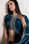 Buy_Kesar Studio_Blue Silk, Bamboo Zari, Embroidery Scoop Neck Zardozi Lehenga Set _Online_at_Aza_Fashions