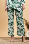 Divi By Sonal Khandelwal_Green Asymmetric Wild Apple Printed Top And Pant Set _at_Aza_Fashions