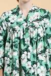 Divi By Sonal Khandelwal_Green Cotton Embroidery V-neck Wild Apple Print Shirt Dress _at_Aza_Fashions