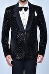 Buy_Aryavir Malhotra_Black Blazer Velvet Embroidery Sequins Lapel Collar Pant Set_Online_at_Aza_Fashions