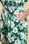 Divi By Sonal Khandelwal_Green Cotton, Poplin V-neck Wild Apple Print Jumpsuit _at_Aza_Fashions