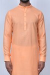 Buy_Adara Khan_Orange Kurta  Cotton Solid Band Collar Set_Online_at_Aza_Fashions