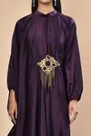 Khwaab by Sanjana Lakhani_Purple Milano Satin Draped Asymmetric Kaftan_at_Aza_Fashions
