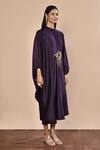 Buy_Khwaab by Sanjana Lakhani_Purple Milano Satin Draped Asymmetric Kaftan_Online_at_Aza_Fashions