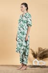 Buy_Divi by sonal khandelwal_Green Muslin(viscose) Printed Wild Floral V Neck Apple Tunic And Pant Set _Online_at_Aza_Fashions