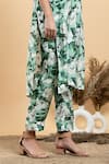 Shop_Divi by sonal khandelwal_Green Muslin(viscose) Printed Wild Floral V Neck Apple Tunic And Pant Set _Online_at_Aza_Fashions