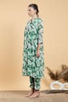 Divi by sonal khandelwal_Green Bamberg Georgette (viscose) Printed Wild Apple Flared Tunic And Pant Set _Online_at_Aza_Fashions