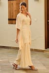 Buy_Palak & Mehak_Ivory Rayon Crepe Lurex Gota Stripe V Neck Mira Kaftan Top With Sharara _Online_at_Aza_Fashions