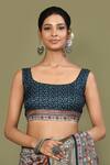 Shop_Samyukta Singhania_Grey Dola Silk Anar Shakha Kalamkari Print Saree With Blouse_Online_at_Aza_Fashions