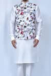 Buy_Nazaakat by Samara Singh_White Cotton Silk Bundi_Online_at_Aza_Fashions