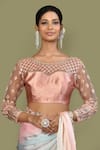 Buy_Nazaakat by Samara Singh_Pink Blouse Silk And Net Embroidery Thread Round Satin Ombre Effect Saree With_Online_at_Aza_Fashions