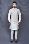 Arihant Rai Sinha_Cream Bundi And Kurta Silk Blend Embroidered Sequin Work & Set _at_Aza_Fashions