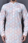 Arihant Rai Sinha_Multi Color Kurta Cotton Embroidered Floral Thread Work Set _at_Aza_Fashions