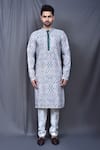 Buy_Adara Khan_Multi Color Kurta Cotton Embroidered Geometric Thread Work Set_Online_at_Aza_Fashions