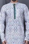Adara Khan_Multi Color Kurta Cotton Embroidered Geometric Thread Work Set_at_Aza_Fashions
