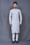Shop_Adara Khan_Multi Color Kurta Cotton Embroidered Geometric Pattern Set_Online_at_Aza_Fashions