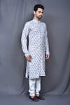 Buy_Adara Khan_Multi Color Kurta Cotton Embroidered Geometric Pattern Set