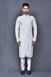 Shop_Arihant Rai Sinha_Multi Color Kurta Cotton Embroidered Geometric Thread Work And Pant Set _Online_at_Aza_Fashions