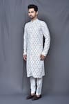 Arihant Rai Sinha_Multi Color Kurta Cotton Embroidered Geometric Thread Work And Pant Set _at_Aza_Fashions