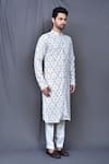 Buy_Arihant Rai Sinha_Multi Color Kurta Cotton Embroidered Geometric Thread Work And Pant Set 