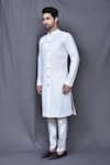 Arihant Rai Sinha_White Kurta Cotton Embroidered Thread Work And Pant Set _at_Aza_Fashions