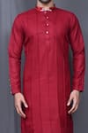 Buy_Arihant Rai Sinha_Maroon Kurta Cotton Linen Pintuck And White Pant Set 