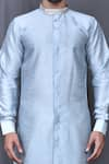 Buy_Arihant Rai Sinha_Grey Kurta Silk Blend Plain And Contrast Pant Set _Online_at_Aza_Fashions