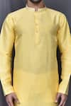 Buy_Arihant Rai Sinha_Yellow Kurta Silk Blend Plain And Cream Pant Set _Online_at_Aza_Fashions