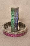Shop_Nazaakat By Samara Singh_Multi Color Stone Studded Bangles - Set Of 16_Online_at_Aza_Fashions