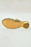 Nayaab by Aleezeh_Gold Faux Leather Bead Embellished Mule Round Heels_at_Aza_Fashions