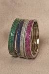Nazaakat By Samara Singh_Multi Color Stone Studded Bangles - Set Of 16_at_Aza_Fashions