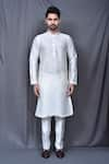 Shop_Arihant Rai Sinha_Off White Kurta Silk Blend Plain And Pant Set _Online_at_Aza_Fashions