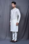 Arihant Rai Sinha_Off White Kurta Silk Blend Plain And Pant Set _at_Aza_Fashions