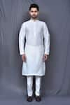 Buy_Arihant Rai Sinha_White Kurta Silk Blend Plain And Pant Set _Online_at_Aza_Fashions