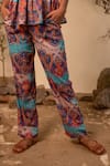 Label Reyya_Multi Color Polyester Printed Paisley V Neck Top And Pant Set _at_Aza_Fashions