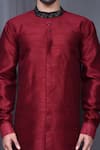 Buy_Arihant Rai Sinha_Maroon Kurta Silk Blend Plain And Contrast Pant Set _Online_at_Aza_Fashions