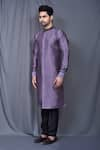 Arihant Rai Sinha_Purple Kurta Silk Blend Cuff Sleeve And Pant Set _at_Aza_Fashions