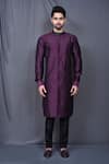 Buy_Arihant Rai Sinha_Purple Kurta Silk Blend Plain And Black Pant Set _Online_at_Aza_Fashions